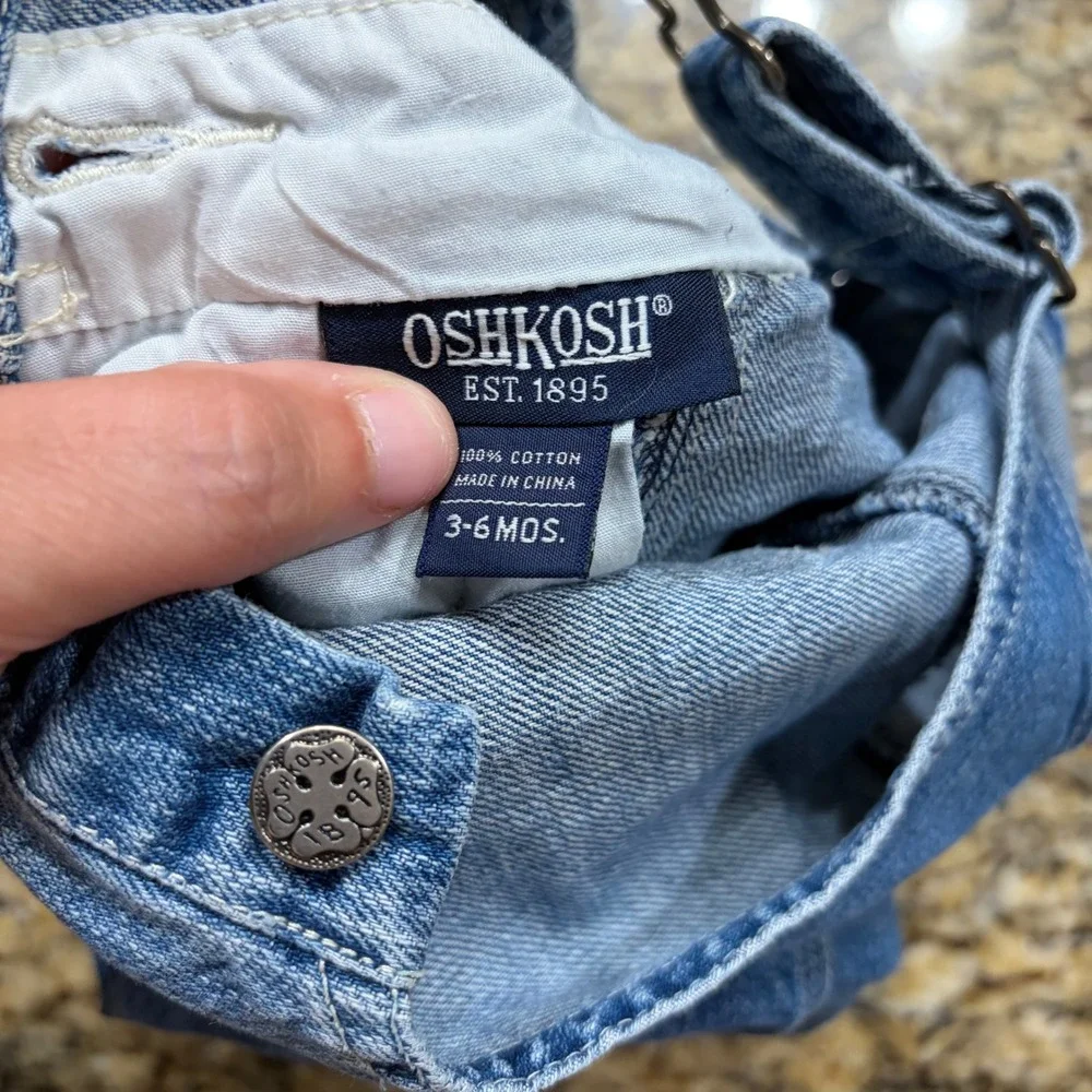 Vintage OshKosh Bgosh Kids Denim Overalls Med Wash Blue Carpenter Bibs 3-6M